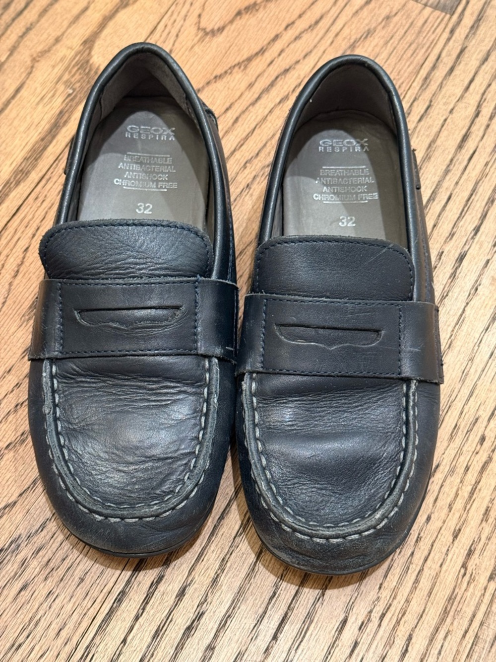 Geox Black Leather Boys' Slip-On Loafers